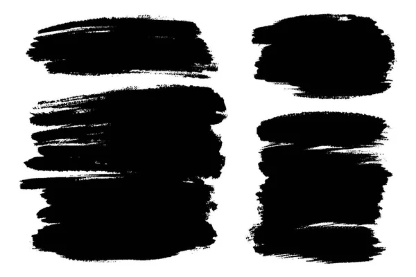 Conjunto vectorial de pinceladas dibujadas a mano, manchas para telones de fondo. Conjunto de elementos de diseño monocromo. negro color artístico mano dibujado fondos forma rectangular . — Vector de stock