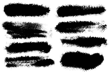 Elle çizilmiş fırça darbeleri, arka planda lekeler. Tek renkli tasarım elementleri ayarlandı. Bir renk monokrom sanatsal el çizimi arkaplan.