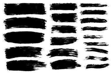 Elle çizilmiş fırça darbeleri, arka planda lekeler. Tek renkli tasarım elementleri ayarlandı. Bir renk monokrom sanatsal el çizimi arkaplan.