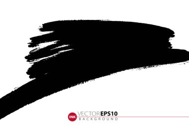 Vektör elle çizilmiş büyük fırça leke. Tek renkli mürekkep vuruşu boyalı. Fırça siyah leke tarafından boyalı. Tek renkli sanatsal zemin. Bir renk grungy arka plan.