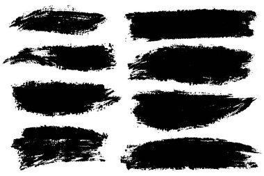 Elle çizilmiş fırça darbeleri, arka planda lekeler. Tek renkli tasarım elementleri ayarlandı. Bir renk monokrom sanatsal el çizimi arkaplan.