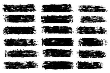 Elle çizilmiş yatay fırça darbeleri, arka planında için lekeleri vektör kümesi. Tek renkli tasarım öğeleri kümesi. Arka plan tek renk tek renkli sanatsal elle çizilmiş.