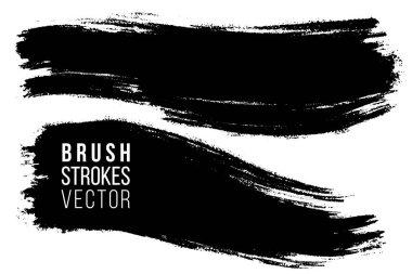 Elle çizilmiş fırça darbeleri, arka planında için lekeleri vektör kümesi. Tek renkli tasarım öğeleri kümesi. siyah renkli sanatsal el çekilmiş arka planlar dikdörtgen şeklinde.
