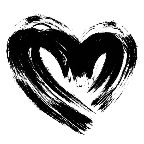 Vector mão desenhada coração grunge isolado em fundo transparente. Símbolo do coração à mão. Tinta desenhada símbolo de amor . —  Vetores de Stock
