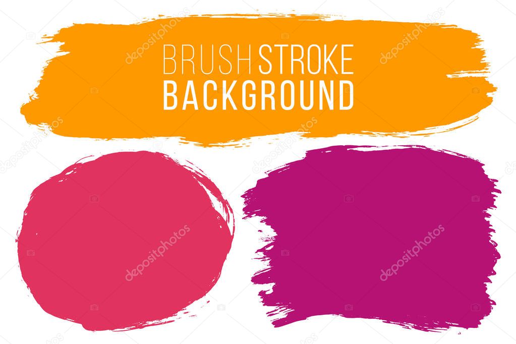 Vector set of hand drawn brush strokes and stains in various geometric shapes for backdrops. Colorful artistic hand drawn backgrounds.