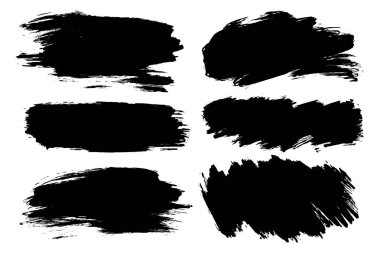 Elle çizilmiş yatay fırça darbeleri, arka planında için lekeleri vektör kümesi. Tek renkli tasarım öğeleri kümesi. Arka plan tek renk tek renkli sanatsal elle çizilmiş.