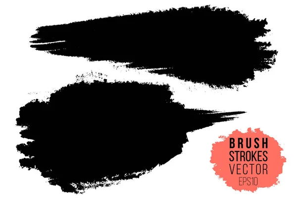 背景の汚れ、手描きブラシ ストロークのベクトルを設定します。白黒のデザイン要素を設定します。ブラック カラーの芸術的な手描き背景動的彗星形. — ストックベクタ