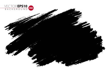 Vektör elle çizilmiş büyük fırça leke. Tek renkli mürekkep vuruşu boyalı. Fırça siyah leke tarafından boyalı. Tek renkli sanatsal zemin. Bir renk grungy arka plan.