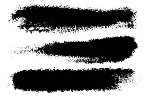 Conjunto vectorial de pinceladas dibujadas a mano, manchas para telones de fondo. Conjunto de elementos de diseño monocromo. Color negro artístico dibujado a mano fondos forma horizontal . — Vector de stock