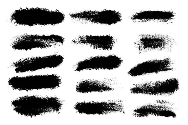 Vector set of hand drawn brush strokes and stains. One color monochrome artistic hand drawn backgrounds. — Stock Vector