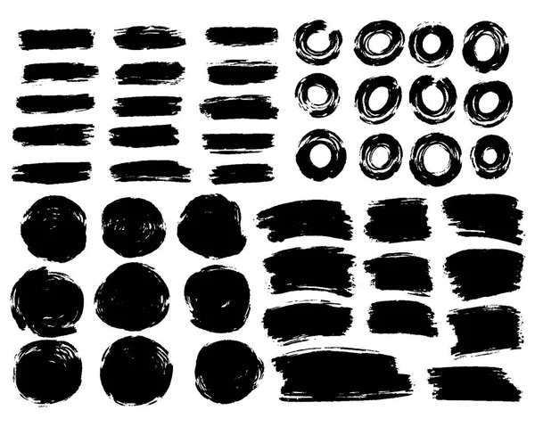 Gran conjunto vectorial de pinceladas y manchas dibujadas a mano. Un color monocromo artístico dibujado a mano fondos y recursos gráficos. Varios manchas de tinta de forma . — Vector de stock