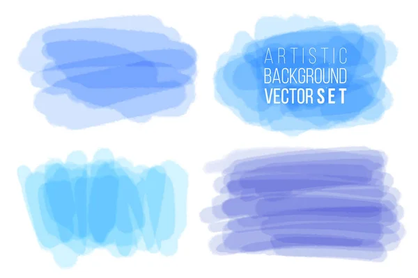 Conjunto vectorial de pinceladas dibujadas a mano en forma rectangular horizontal para fondos. Coloridos fondos dibujados a mano artística. Conjunto de fondo de aspecto acuarela. Lista dibujada a mano, elementos para el diseño . — Vector de stock