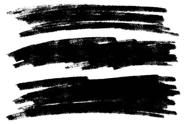 背景の汚れ、手描きブラシ ストロークのベクトルを設定します。白黒のデザイン要素を設定します。ブラック カラーの芸術的な手描き背景横型形状. — ストックベクタ