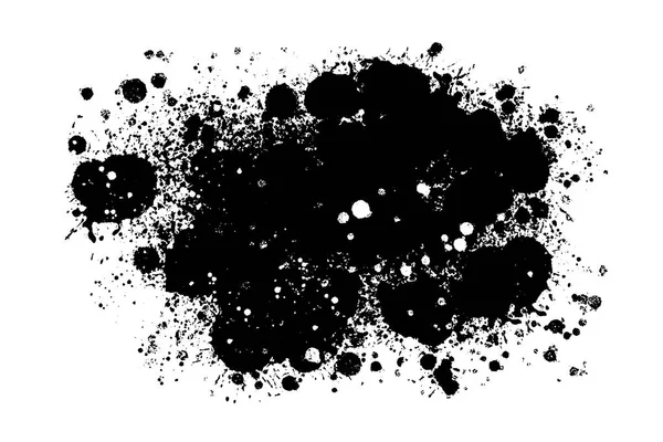 ベクトル手描き大きなブラシ汚れのしみ。モノクロ インクには、ストロークが描かれています。ブラシ黒染色によって描かれました。白黒の芸術的な背景。1 つの色汚い背景. — ストックベクタ