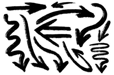 Vektör el tasarım öğeleri çekilmiş. Mürekkep çeşitli şekiller çizili Oklar fırça. Tek renkli koleksiyonu.