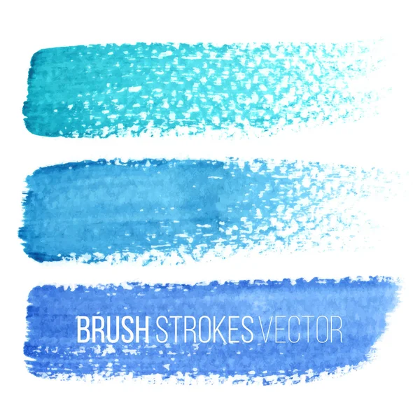 Vector hand getrokken aquarel borstel vlekken set. Kleurrijke geschilderde streken. Blauwe kleur hand getrokken strepen voor achtergrond. — Stockvector