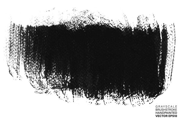 Grayscale hand painted stroke. Vector multicolor artistic stroke for backdrop. Brush painted ink spot. Grungy paint.