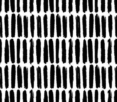 Vektör dikişsiz desen. Siyah mürekkep çizilmiş vuruşlarla tekrarlanabilir doku. Sanatsal tek renkli arka plan. Siyah beyaz fon.