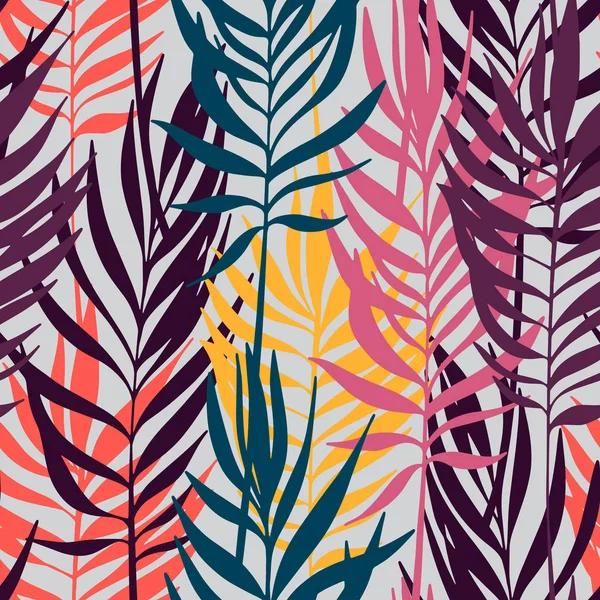 Vektor nahtlose Muster. Palmblätter minimalistische Tapete. handgezeichneter tropischer Hintergrund. — Stockvektor