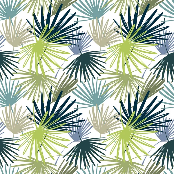 Patrón sin costura vectorial. Palma deja fondo de pantalla minimalista. Colores mudos de fondo tropical dibujado a mano . — Vector de stock