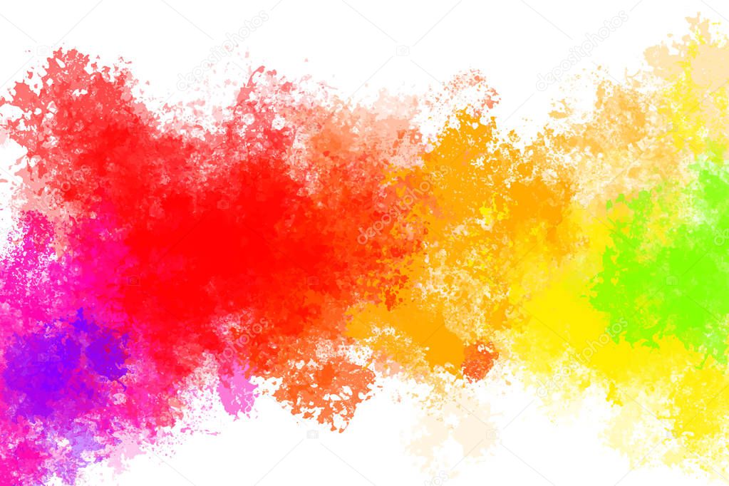 Artistic backdrop. Vector with brush splashes. Brush paint look background with colorful hand painted stains. Rainbow colors backdrop.