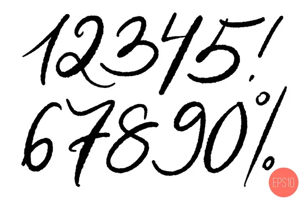 Векторный набор каллиграфических рукописных чисел. Элементы дизайна, буквы кистей . — стоковый вектор
