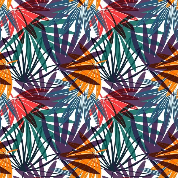 Vektor varrat nélküli mintázat. Palm levelek háttérkép. Kézzel rajzolt trópusi háttér. — Stock Vector