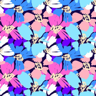 El çizimi yabani çiçekler, renkli botanik çizimler, çiçek unsurları, el çizimi tekrarlanabilir arka plan. Sanatsal arkaplan.