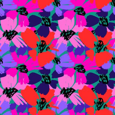 El çizimi yabani çiçekler, renkli botanik çizimler, çiçek unsurları, el çizimi tekrarlanabilir arka plan. Sanatsal arkaplan.