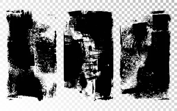 Vector hand drawn big textured hand painted stain set. Monochrome ink painted backdrops. One color grungy backgrounds. — ストックベクタ