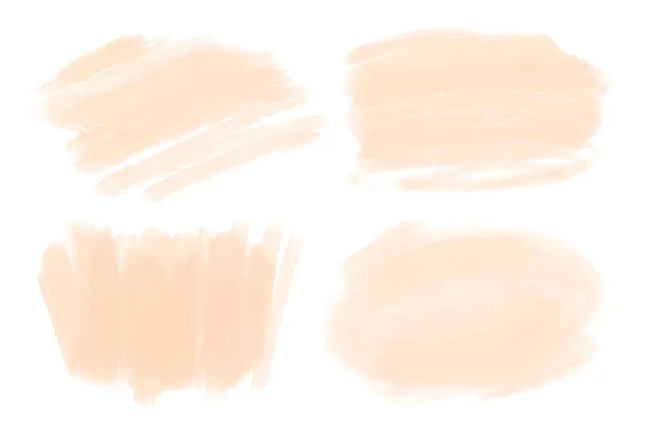 Vector dibujado a mano manchas de pincel de acuarela. Conjunto de trazos pintados de color desnudo. Fondos artísticos . — Vector de stock
