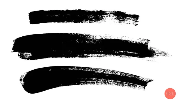 手描きブラシストロークのベクトルセット,背景の汚れ.モノクロームのデザイン要素をセット。背景を描いた単色のモノクロアートハンド. — ストックベクタ
