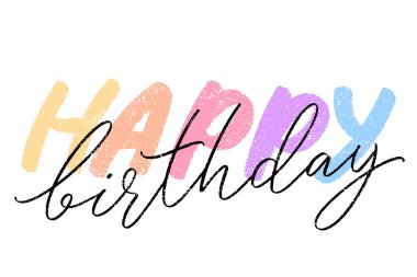 Harfleri olan şirin bir iz. El çizilmiş Mutlu Yıllar sözleri.