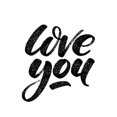 Sevgililer Günü yaratıcı sanatsal el çizimi kartı. Vektör çizimi. Elle yazılmış kelimeleri seviyorum..