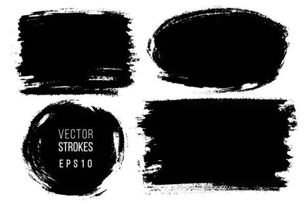 Vector set of hand drawn brush strokes, stains for backdrops. Monochrome design elements set. One color monochrome artistic hand drawn backgrounds. — Stock Vector