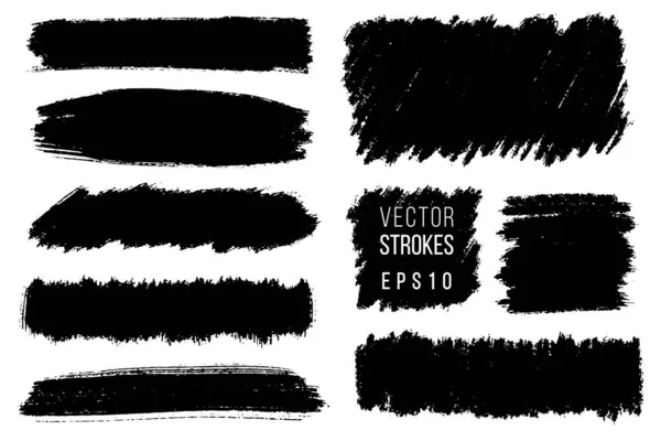 Vector set of hand drawn brush strokes, stains for backdrops. Monochrome design element set. One color monochrome artistic hand drawn backgrounds. — Stock Vector