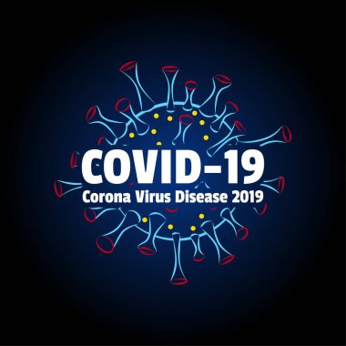 Corona Virüs Hastalığı 2019 (COVID-19) Siyah Gradyan Arkaplan Üzerine Mikrobiyoloji ve Viroloji Logosu illüstrasyonu