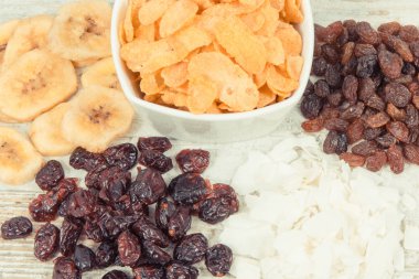 Kaynak karbonhidrat, beslenme lifleri, vitaminler ve mineraller, sağlıklı ve besleyici yeme kavramı olarak bileşenler veya ürünler