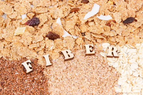 Yazıt fiber ve malzemeler veya ürünleri içeren doğal vitamin ve mineraller, sağlıklı yaşam, gıda ve beslenme kavramı