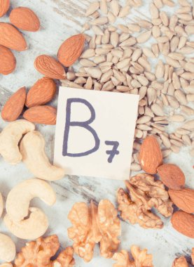 B7 vitamini ve beslenme lifleri içeren besleyici ürünler, doğal mineral kaynakları, sağlıklı beslenme konsepti