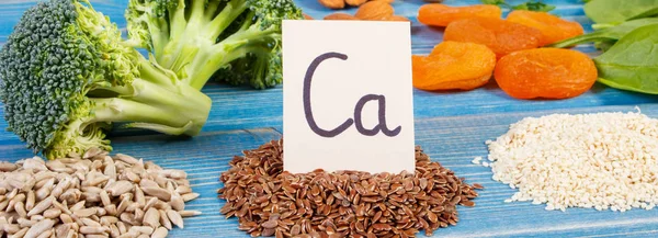 Ingrédients Contenant Calcium Des Fibres Alimentaires Sources Naturelles Minéraux Mode — Photo