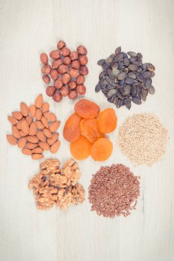 Vintage Fotoğraf, doğal vitamin ve mineraller, içeren beyin gücü kavramı besleyici yemek için sağlıklı gıda