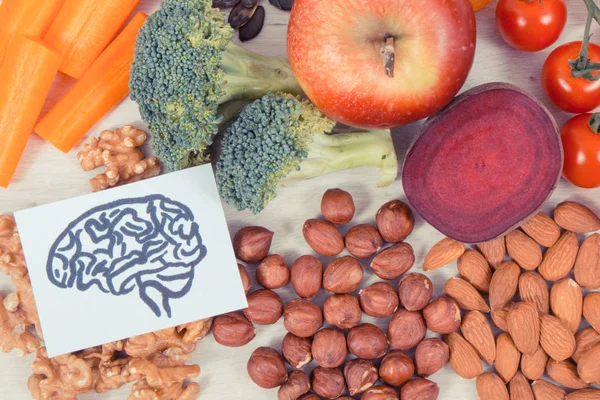 Disegno Cervello Cibo Sano Potere Buona Memoria Nutriente Mangiare Contenente — Foto Stock