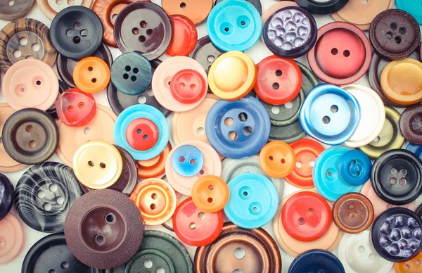 Coleção Vários Botões Costura Coloridos — Fotografia de Stock