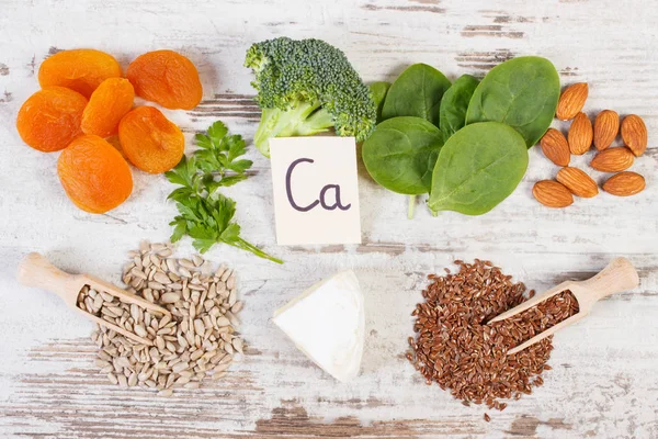 Ingrediënten Met Calcium Dietary Fiber Natuurlijke Bronnen Van Mineralen Gezonde — Stockfoto