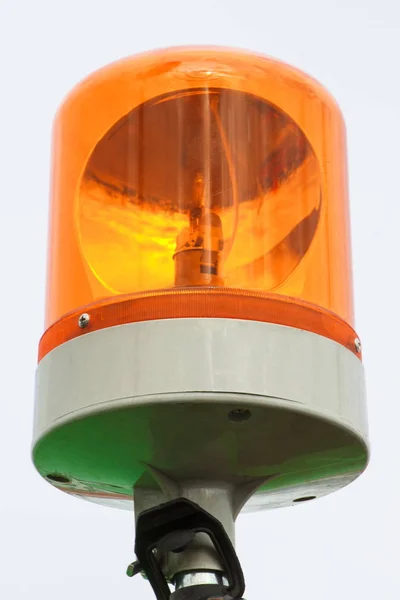 Primer Plano Las Luces Sirena Giratoria Naranja Eléctrica Como Señal — Foto de Stock