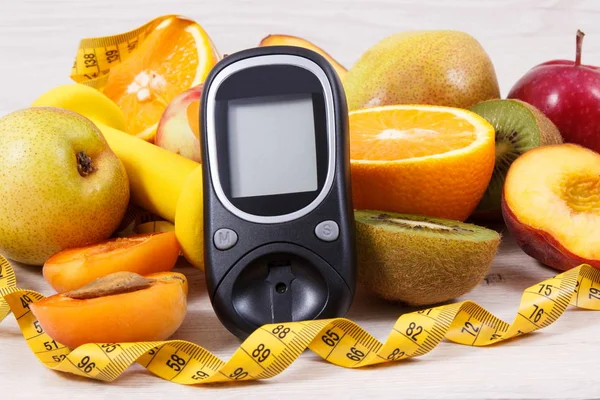 Medidor Glucosa Para Medir Nivel Azúcar Cinta Métrica Frutas Que — Foto de Stock