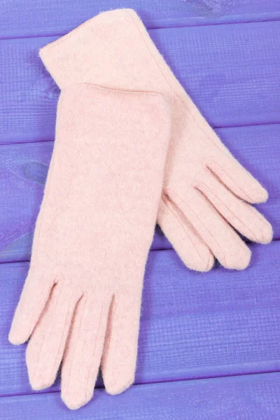 Woolen Cotton Gloves Using Autumn Winter Concept Warm Apparel Woman — Stock Photo, Image