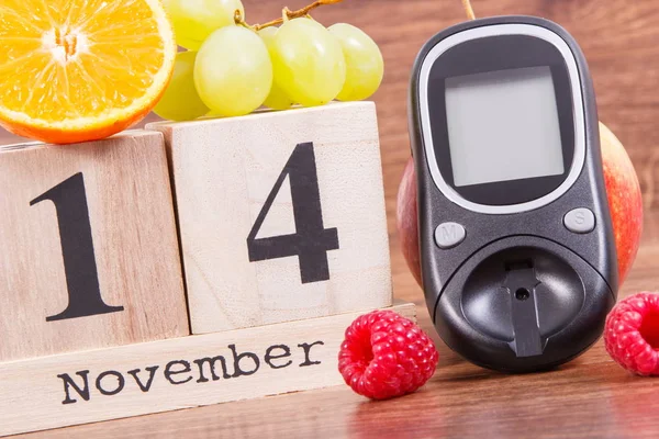 Datum November Als Symbol Des Welt Diabetes Tages Glukometer Zur — Stockfoto