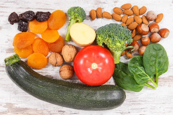 Verse Groenten Fruit Met Vitamine Voedingsvezels Mineralen Concept Van Gezonde — Stockfoto